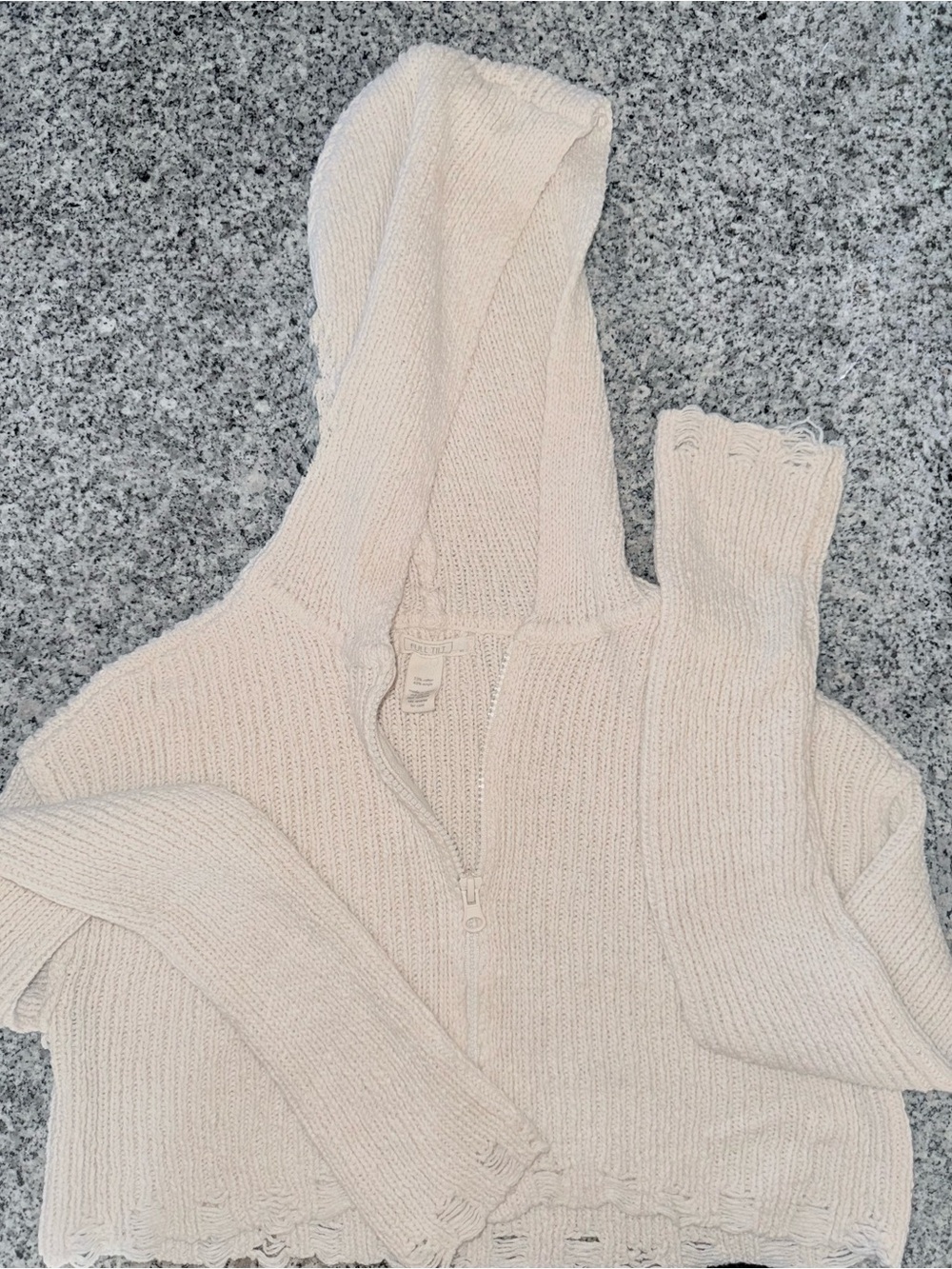 Full Tilt Cream Cropped Hooded Zip Sweater